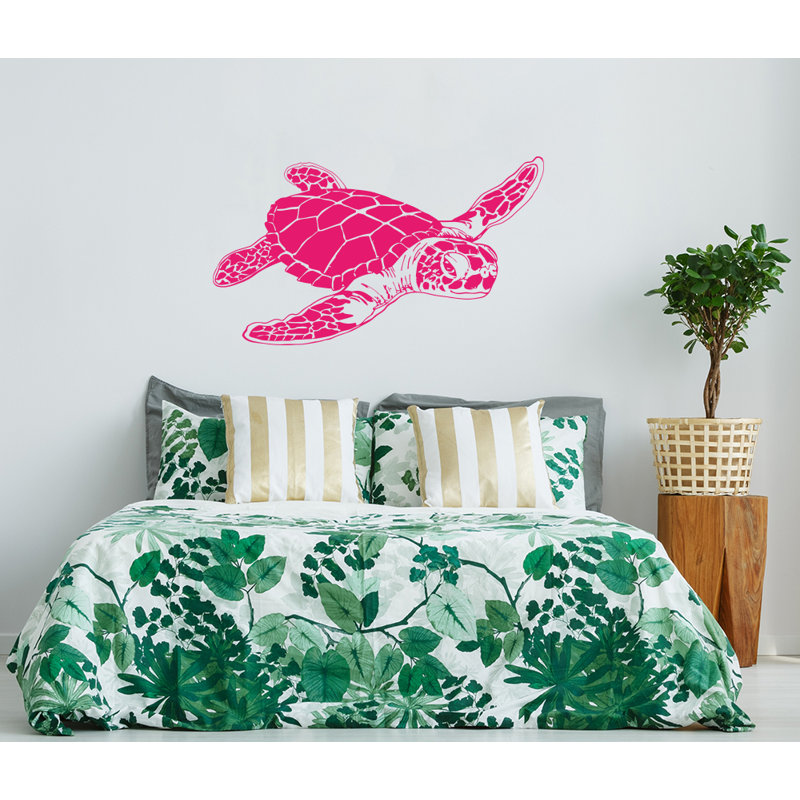 Décalcomanie murale tortue de mer, Rose vif