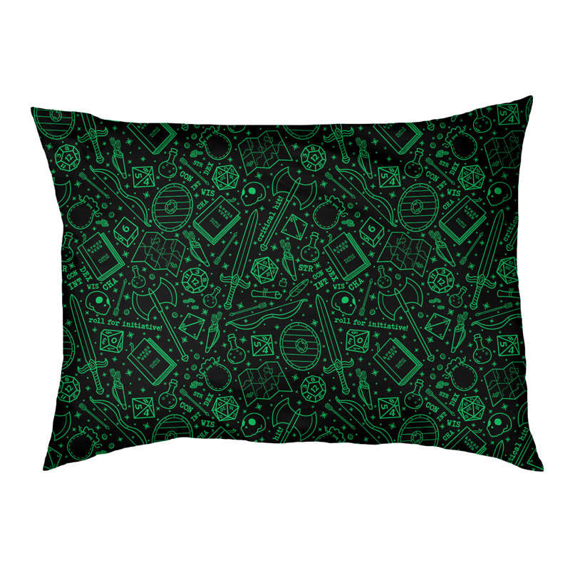 Coussin Byrge, Petit (l 29,5 po x P 19,5 po x H 9,5 po), Noir / Vert