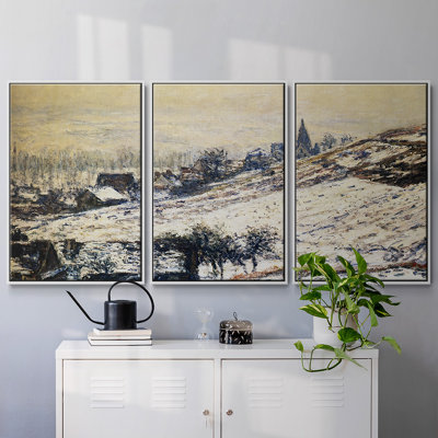«Winter At Giverny 1885», reproduction sur toile 3 pièces