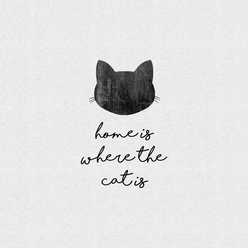 C'est chez le chat qu'on se sent chez soi - impression, H 12 po x l 12 po, Non, Toile tendue