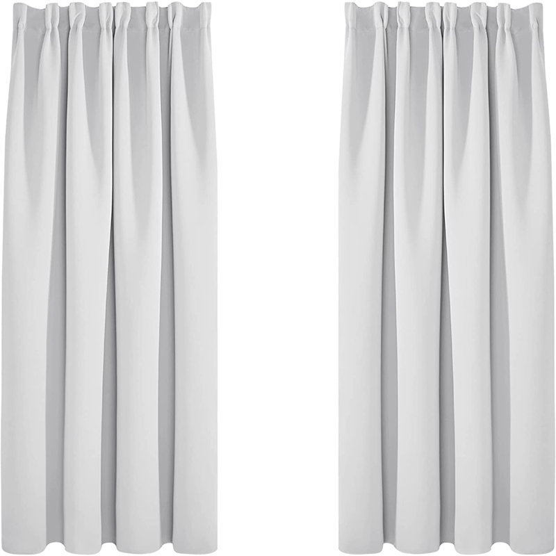Kokichi Blackout Curtain Pair, 132cm Width x 160cm Drop D cm, Light Grey