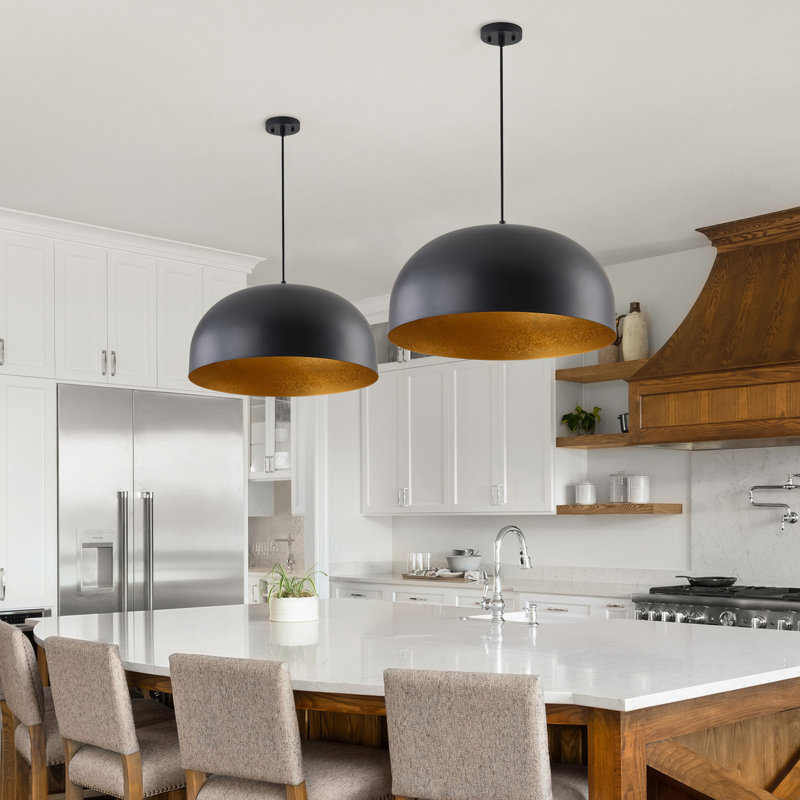 1-Dimmable black gold iron pendant light