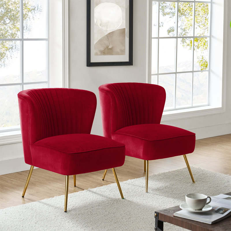 Fauteuil d'appoint Euclid, Velours rouge