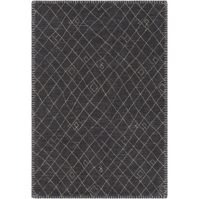 Tapis noir / crème à motif géométrique Saajan