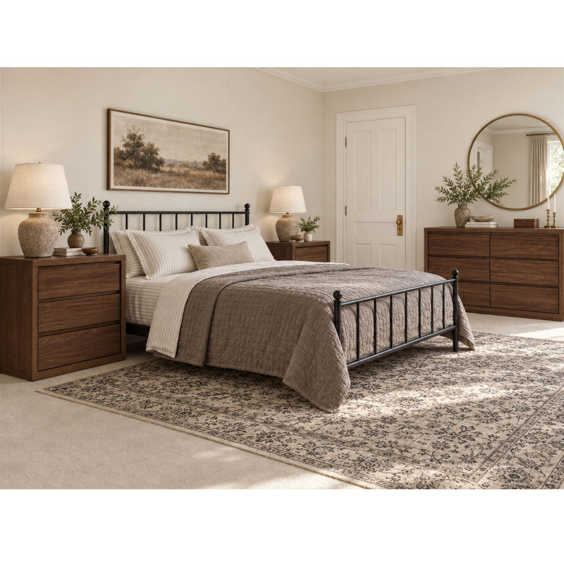 76.2 cm W Bedside Table, Mahogany Brown