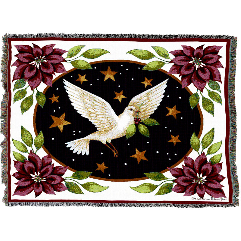  Couverture de Noël colombe et poinsettias