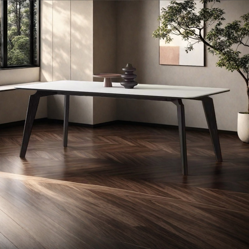 Italian light luxury solid wood rock table, 29.53"H x 55.12"L x 35.43"W