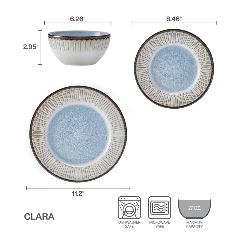 Pfaltzgraff Clara 12-Piece Stoneware Dinnerware Set, Service for 4