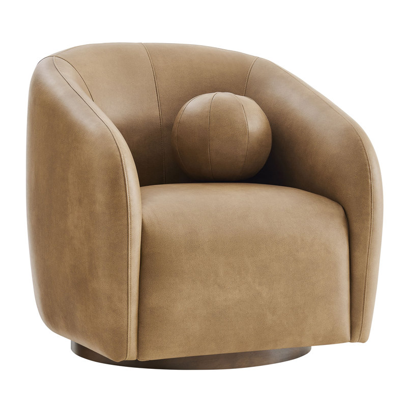 Fauteuil pivotant en cuir Vegan Jonina, Grillé