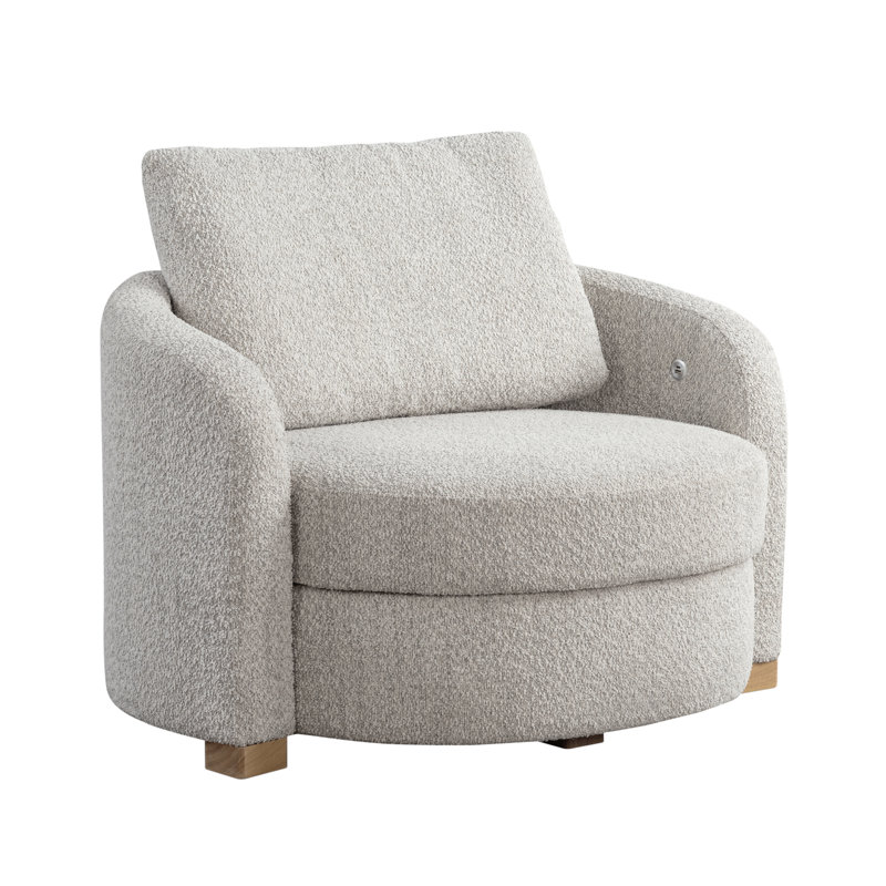 Fauteuil d'appoint Manchester 44,1 po Modern Farmhouse, Bouclé ivoire