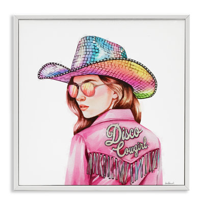 «Pink Disco Cowgirl», giclée encadrée, design par Amanda Greenwood