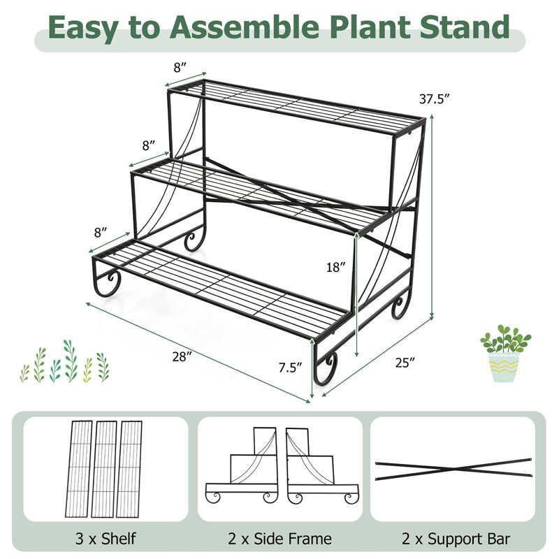 Support pour plante à 3 niveaux