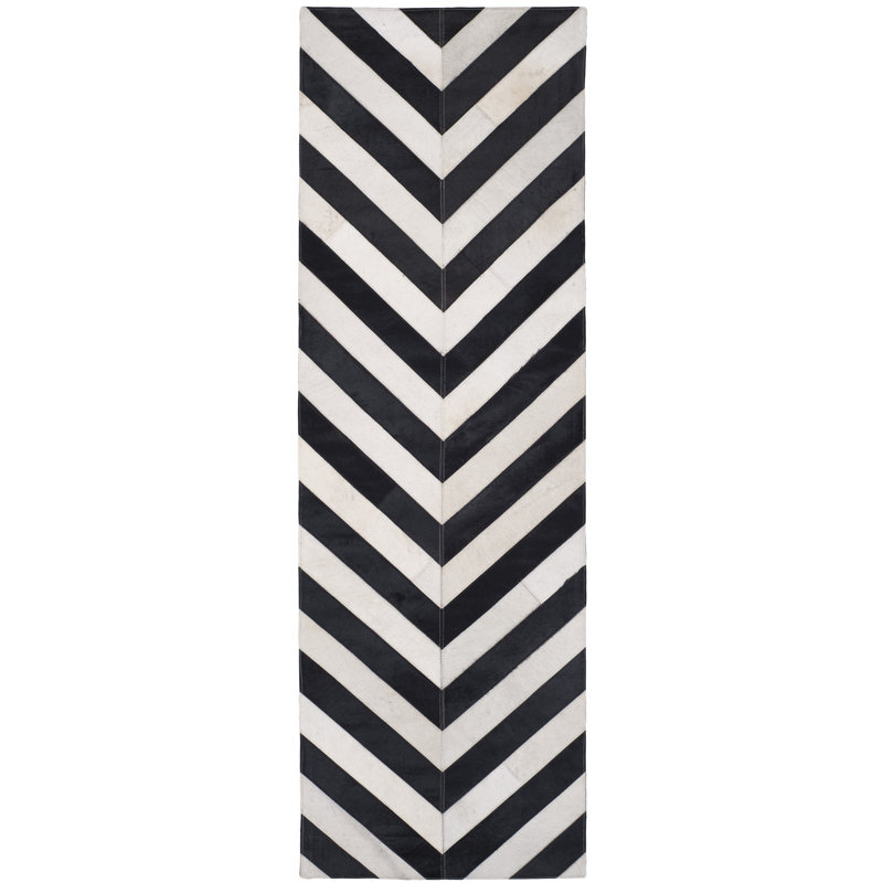 Tapis en cuir tissé à la main Drage Studio, Tapis de couloir 2 pi 3 po x 7 pi
