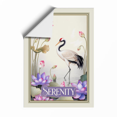 Crane in Serenity Japandi - Framed Print