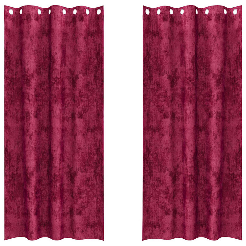 Alithia Velvet Room Darkening Curtain Pair, 140cm Width x 245cm Drop, Wine Red