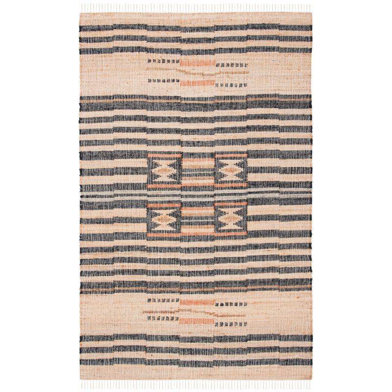 Ashburn brown/black in handwoven flatwoven cotton, Rectangle 9' x 12'