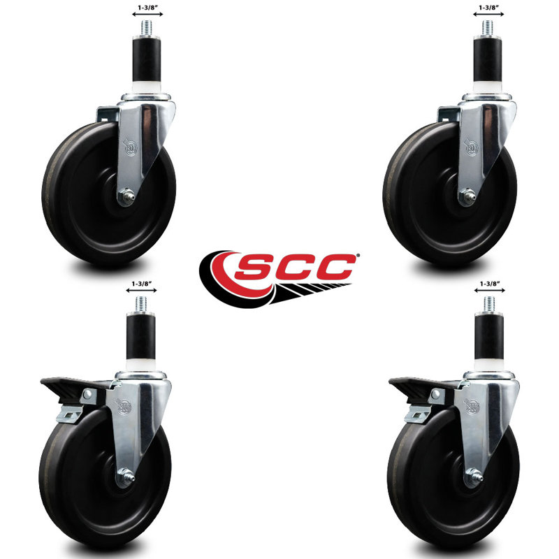 Ensemble de roulettes phénoliques pivotantes à roue pivotante de 1 3/8 po 2 freins SCC