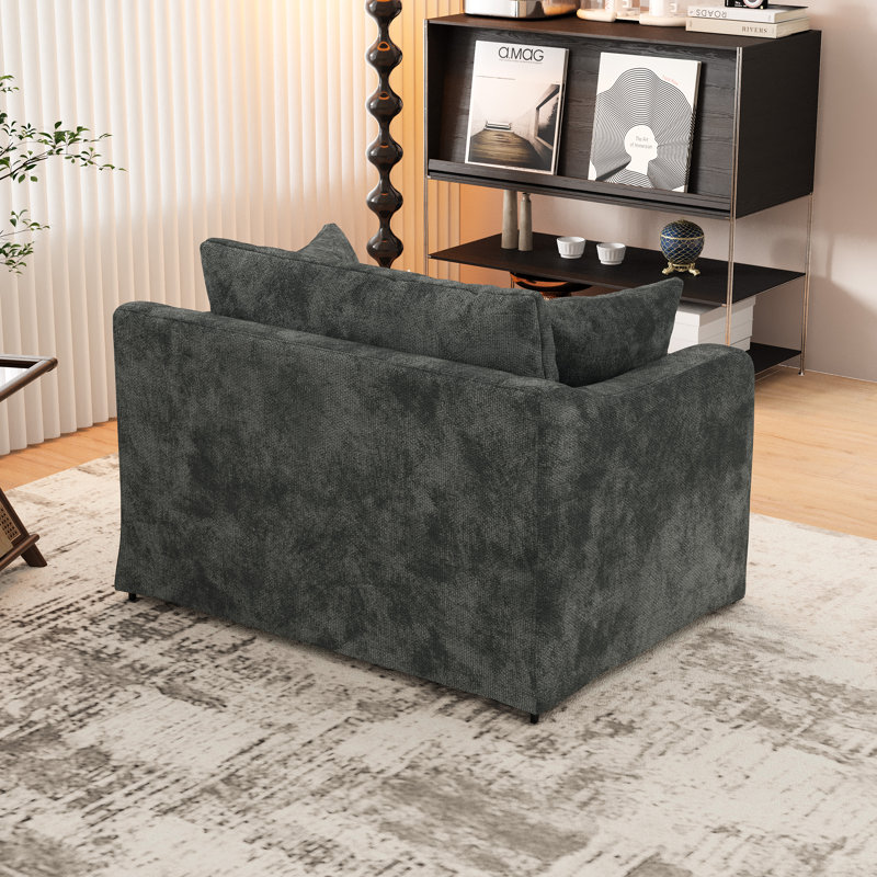 Fauteuil d'appoint en chenille 45,27 po, Gris anthracite