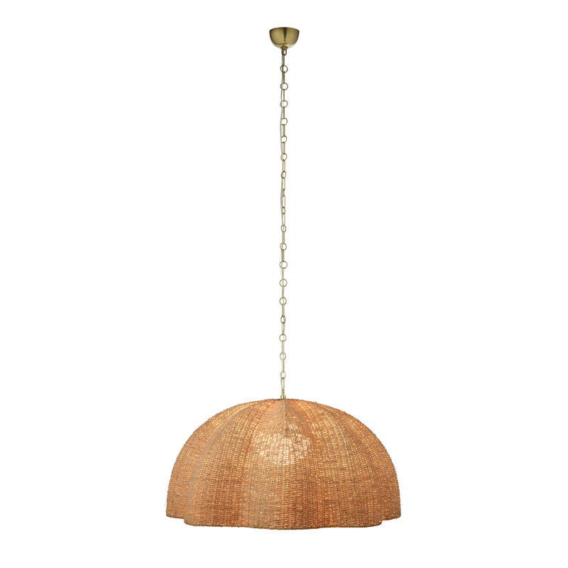 Rosemary 1-Light Natural Palm Leaf Pendant, Large, Large