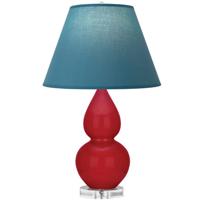 Small Double Gourd Accent Lamp - Steel Blue, Lucite - Tangerine, Taupe Lining Shade