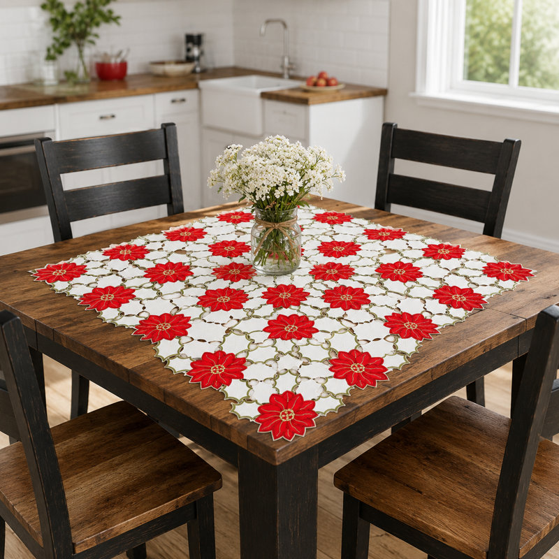 Samsel Embroidered Cutwork Table Topper