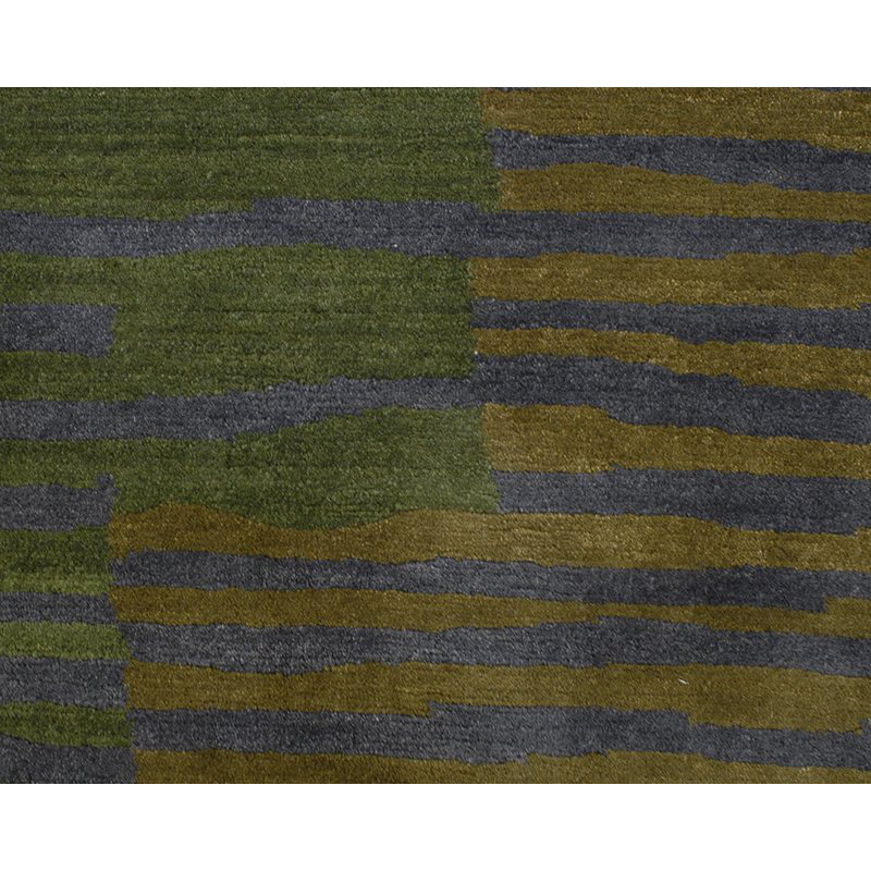 Righe Wool Abstract Area Rug in Green, Rectangle 3' x 5'