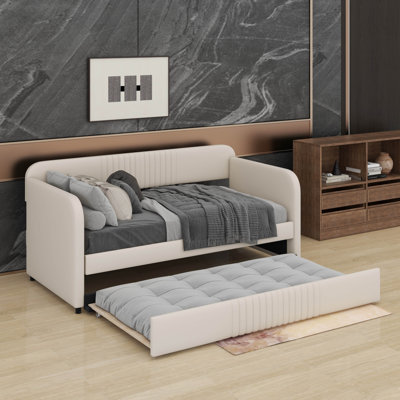 Twin Size Upholstered Daybed Bed With Trundle