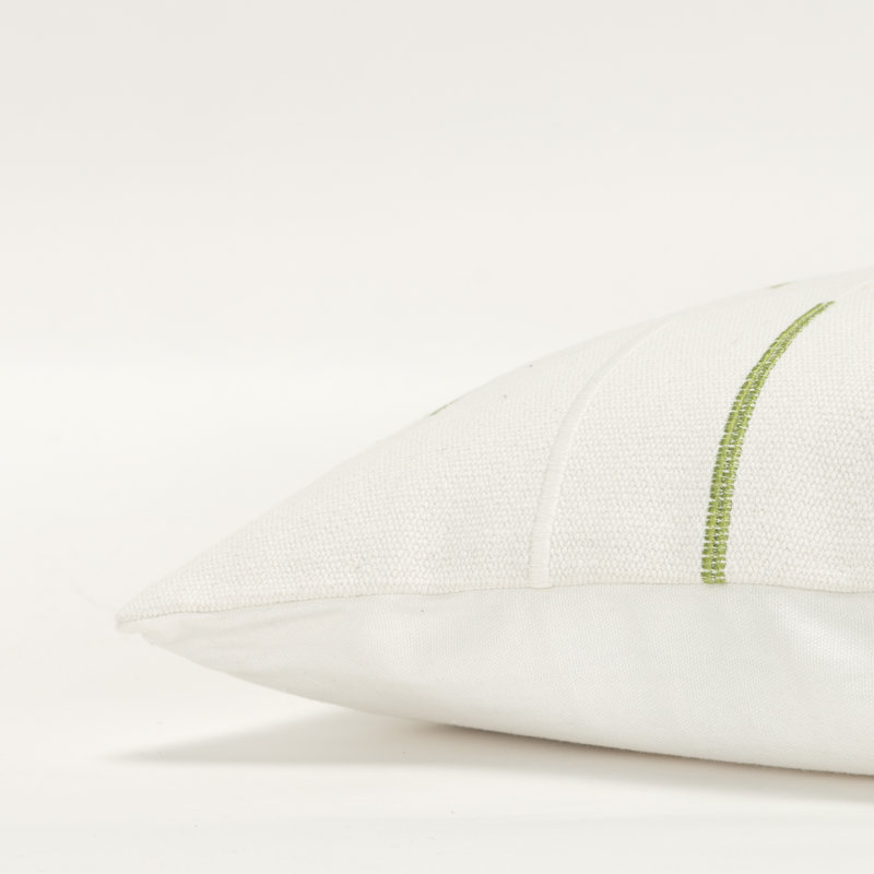 Housse de coussin rectangulaire avec insert lombaire 100% coton Odile, Ivoire/vert
