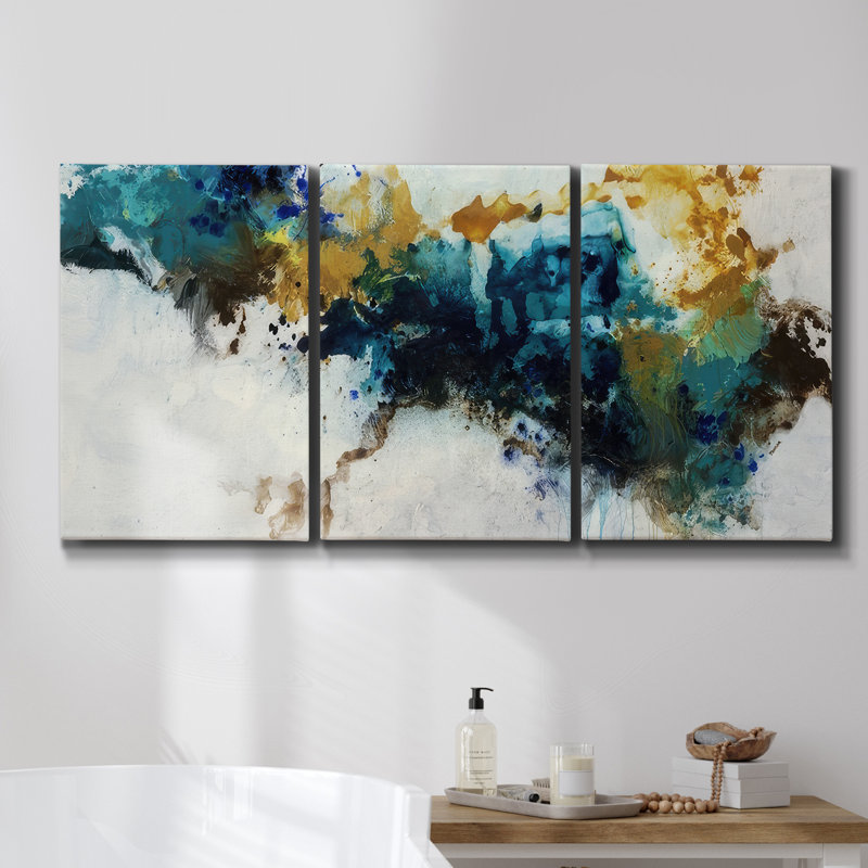 «Beach Walk II» sur toile, reproduction de 3 pièces, H 60 po x l 120 po x P 2 po