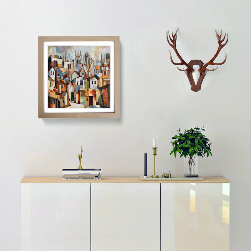 City Of Canterbury Cubism No.1 - Framed Print, Oak