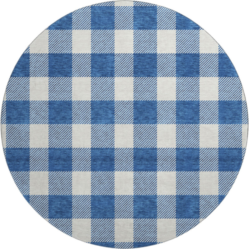 Premium Machine Washable Prisco Navy Rug, Round 8'