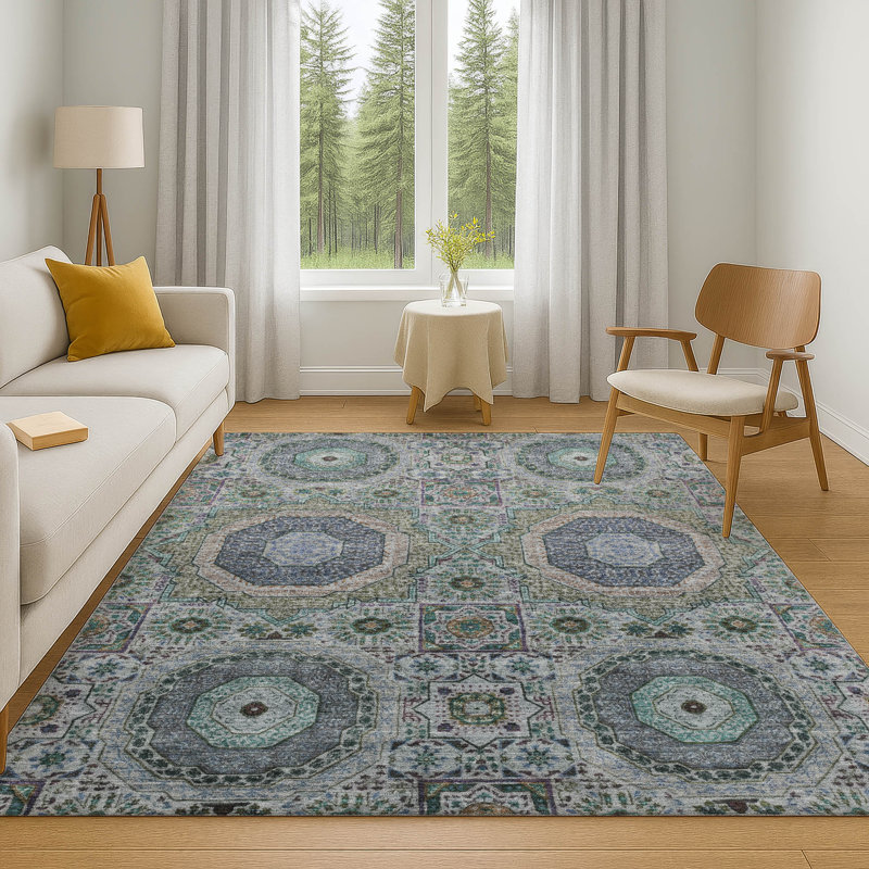 Premium Machine Washable Mayfield AMF1923 Panels Rug, Rectangle 10' x 14'