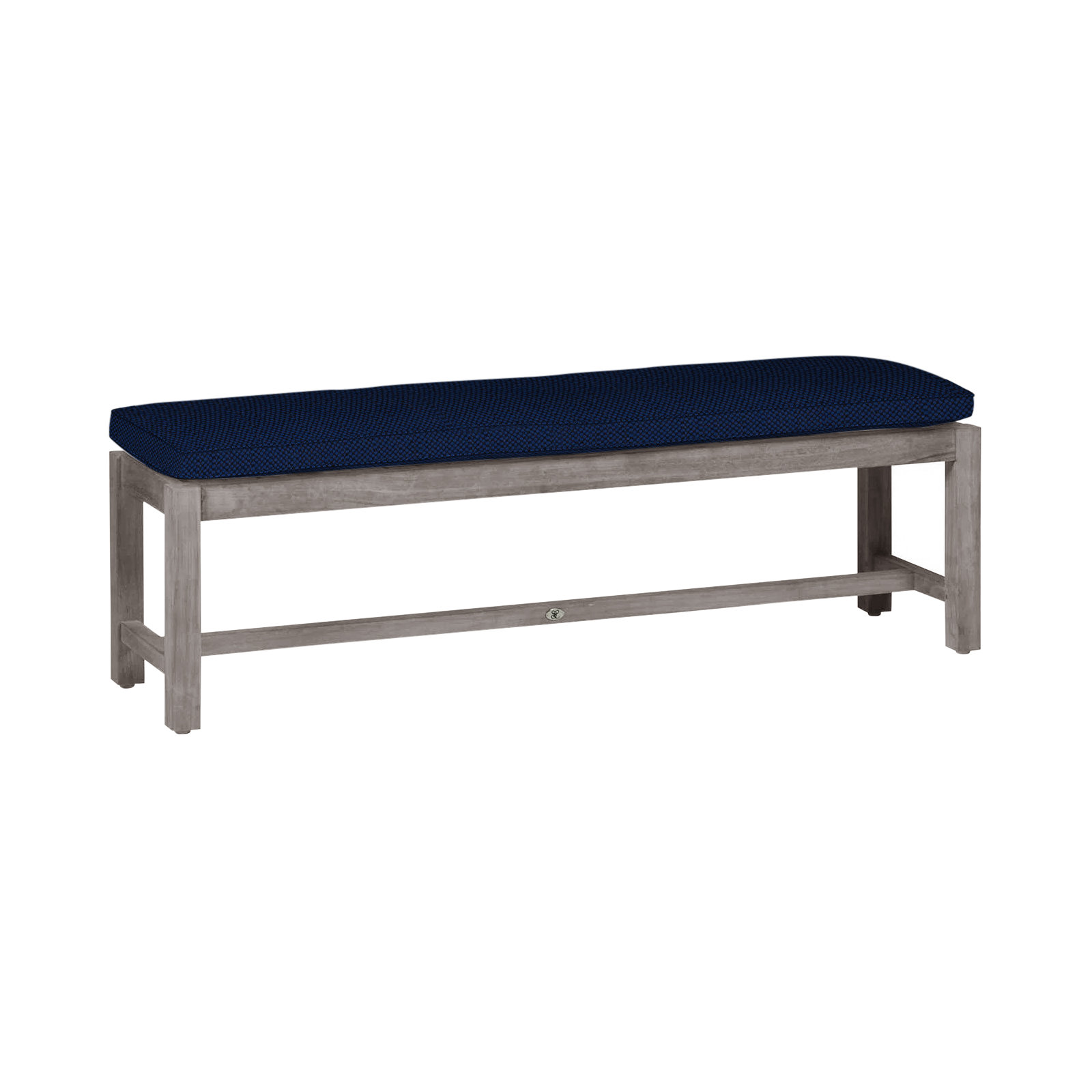Club Outdoor Backless Bench 59 in., Oyster Teak, Welt, Indigo Velvet
