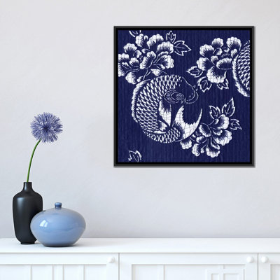 « indigo carp katagami i », reproduction d’impression sur toile tendue