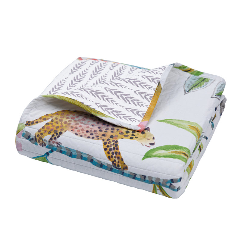 Vintage Tropical Paradise Cotton Quilted Throw 50x60 in - Reversible