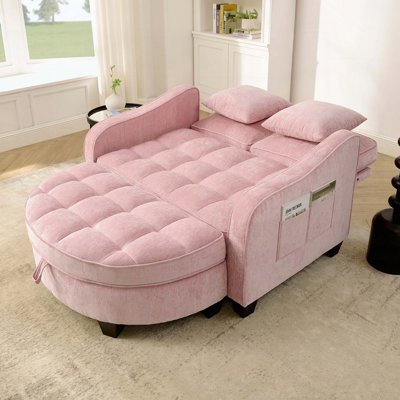 Two-Seater Sofa with Storage Ottoman and Irregular Armrests