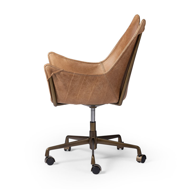 Truman Leather Swivel Office Chair, Taupe Brown