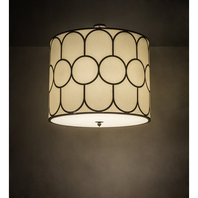 Lustre tambour 8 lumières à abat-jour Zearing