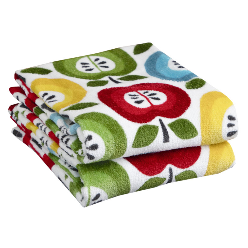 T-fal  Fiber Reactive Print Kitchen Dishcloth, White