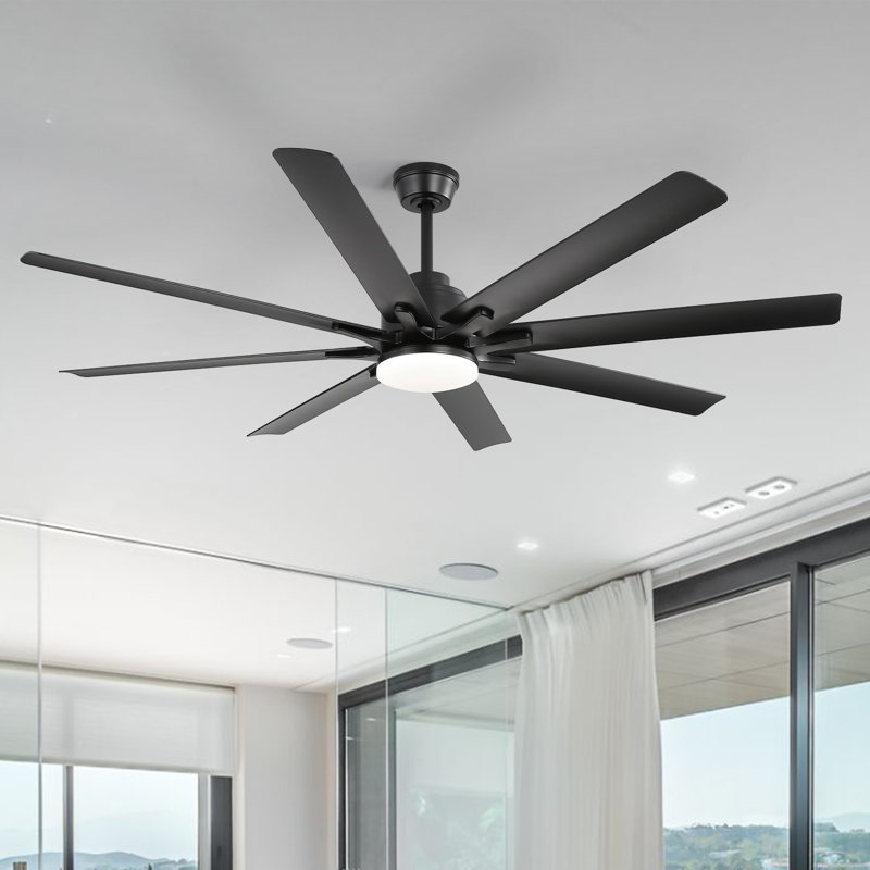 168cm Ceiling Fan with LED Lights, Black