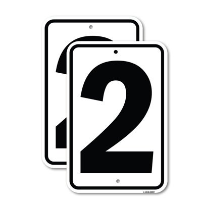 (Paquet de 2) Enseigne avec numéro 2 en aluminium de 12 po x 18 po