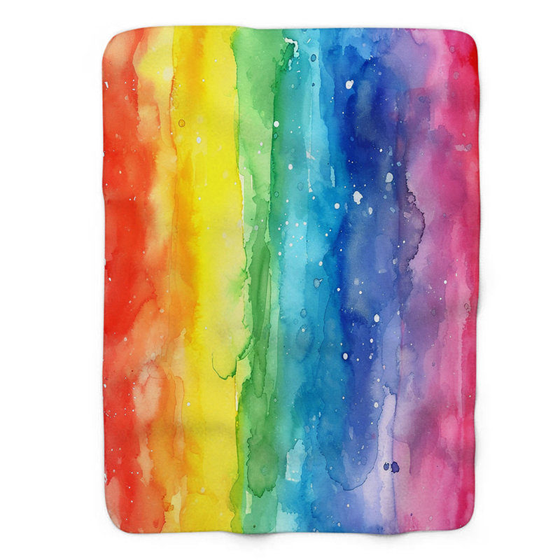 Couverture en sherpa coloré 1 pièce Colorful Rainbow Bliss, Grand lit
