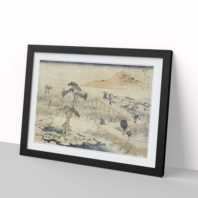 Ancient View Of Yatsuhashi In Mikawa Province by Katsushika Hokusai - Single Picture Frame Painting, 24cm H x 33cm W x 2cm D