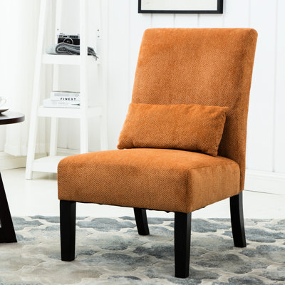 Chaise contemporaine en chenille, pieds en bois massif orange, coussin, chaise élégante sans accoudoirs dans la base, conception confortable