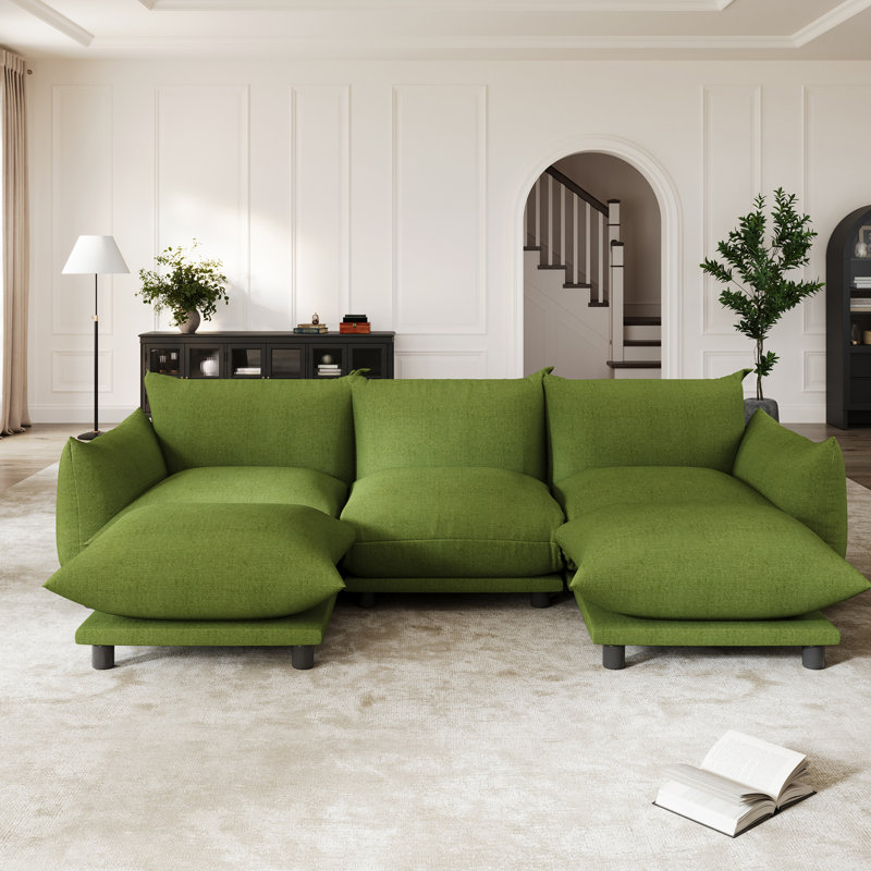 Upholstered Sofa, Modular Sectional Sofa Couch For Living Room, Green Teddy