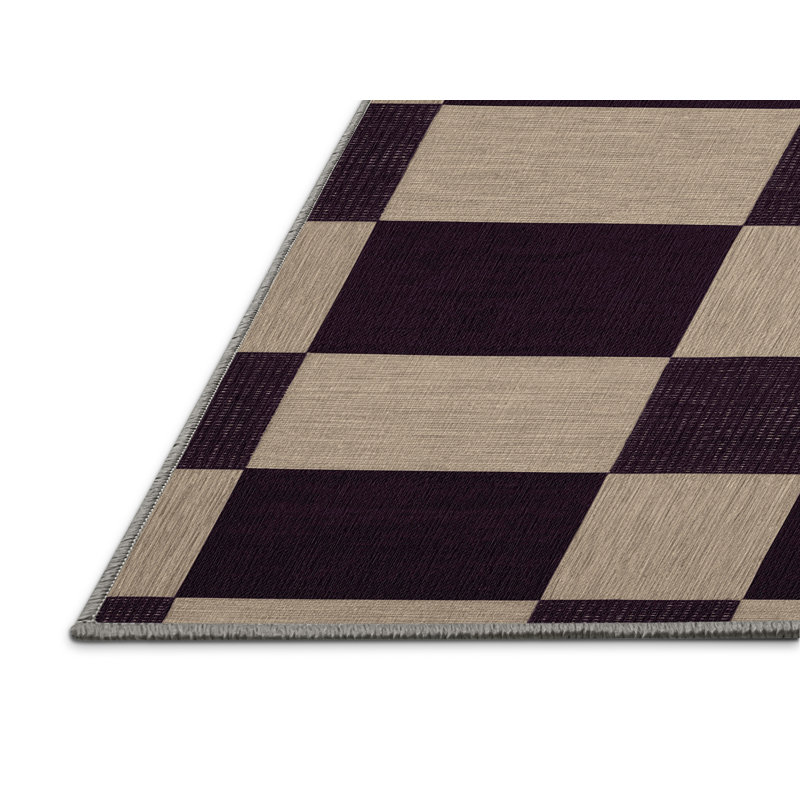 Machine Washable Checkered Gray Area Rug, Square 5'