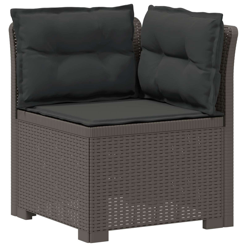  Garden Sofa Rattan Look PP Outdoor Style Seating Contemporary Furniture, Anthracite, Light Grey