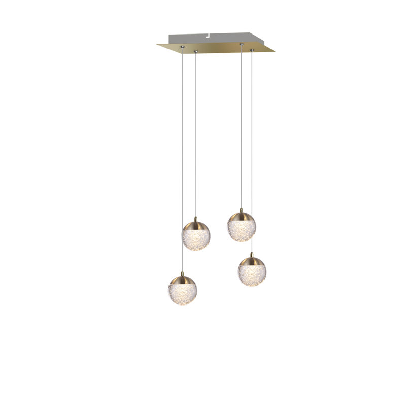 Luminaire suspendu sphère 4 lumières Heatherly, Laiton brossé