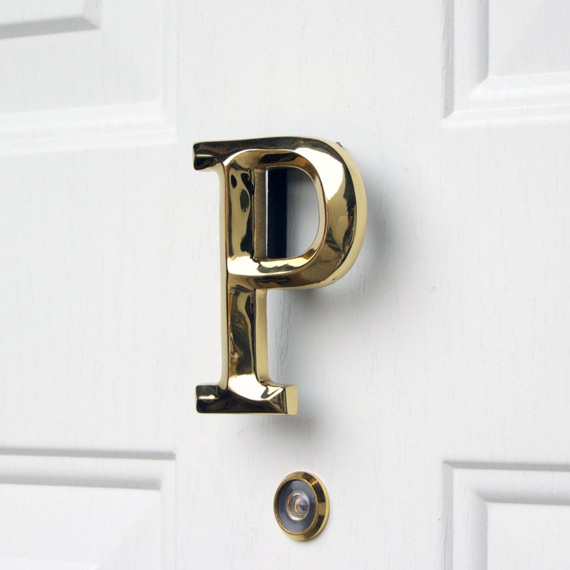 Heurtoir de porte lettre monogramme, Laiton, P