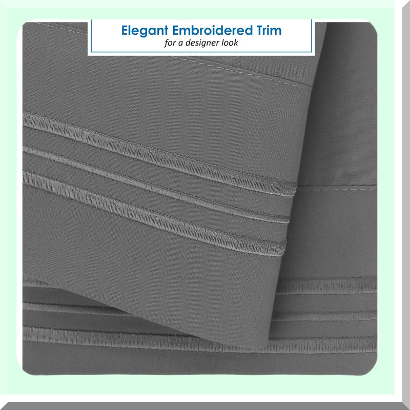 PlushRV Microfiber Bedding Set - Grey Queen Sheets for RV Camper - Soft Fitted Sheets & Pillowcases - Double Brushed 1800 Thread Count RV Bedding